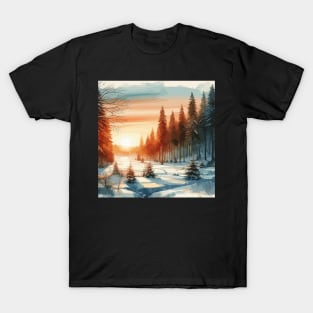 Winter Sunrise Winter  Morning Landscape T-Shirt